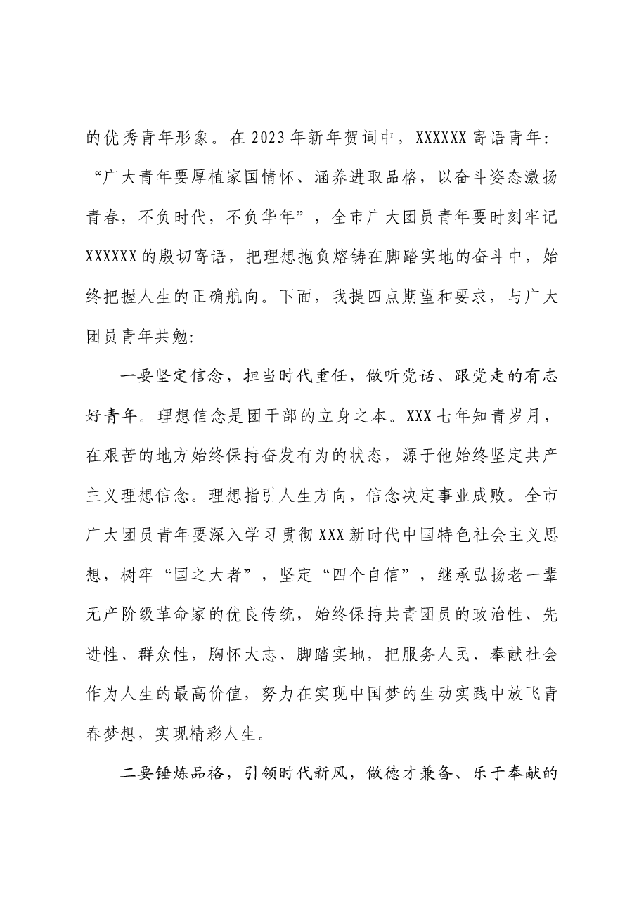 市委书记在共青团代表大会开幕式上的讲话.docx,第2页预览