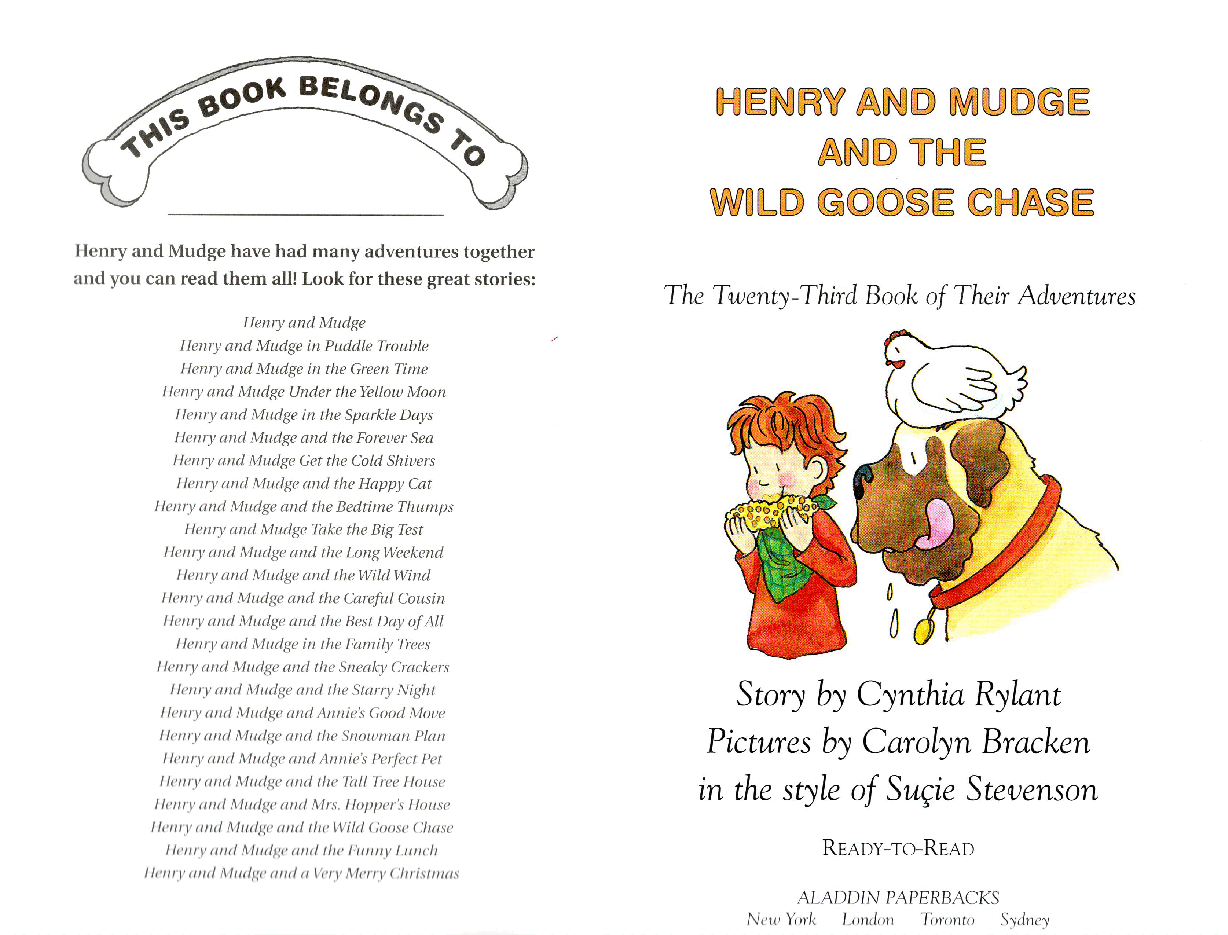 早教英语绘本23 Henry and Mudge and the Wild Goose Chase (October 2003).pdf,第2页预览