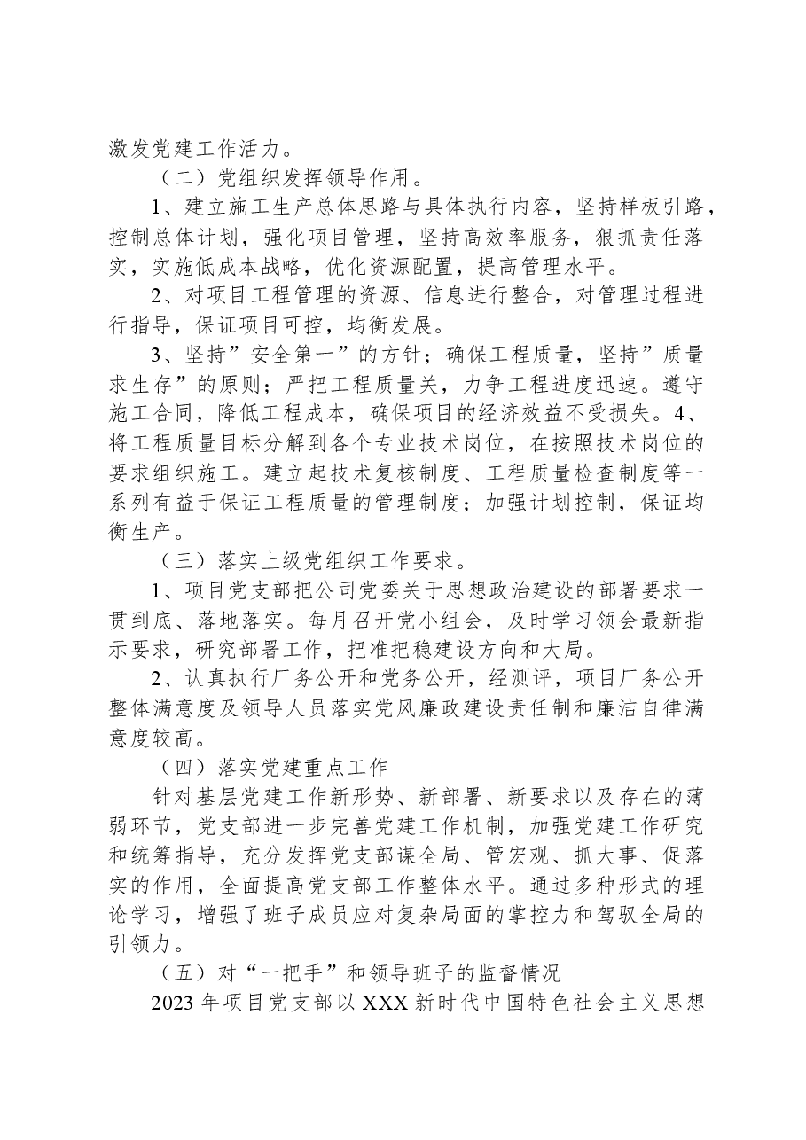 XXX党支部2023年度党建工作责任制落实情况自查报告.docx,第2页预览