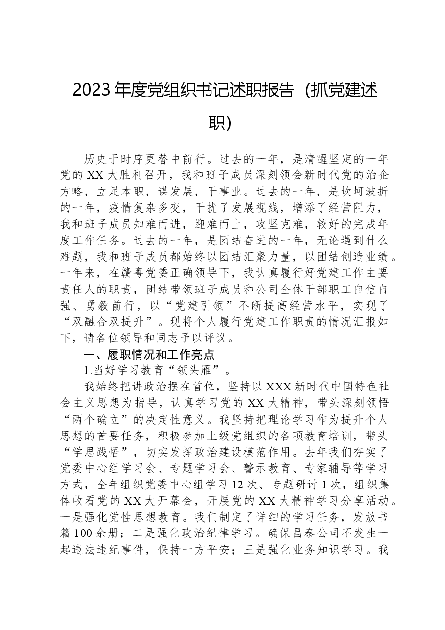 2023年度党组织书记述职报告.docx,第1页预览