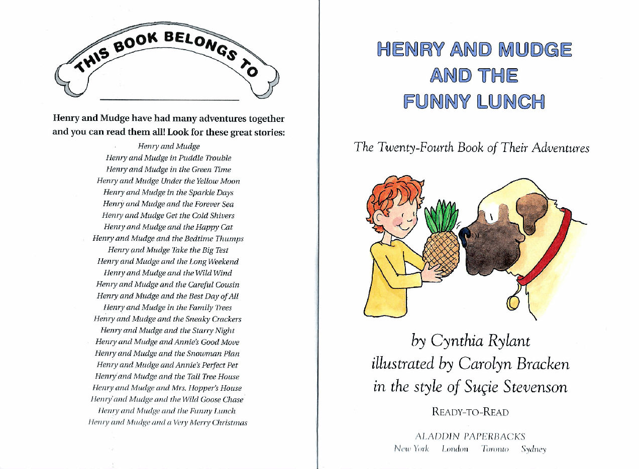 早教英语绘本24 Henry and Mudge and The Funny Lunch (March 2004).pdf,第2页预览