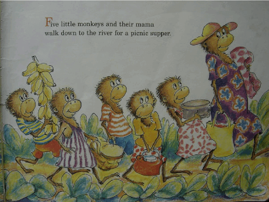 英语绘本Five_Littele_Monkeys_Sitting_in_a_Tree.pdf,第2页预览