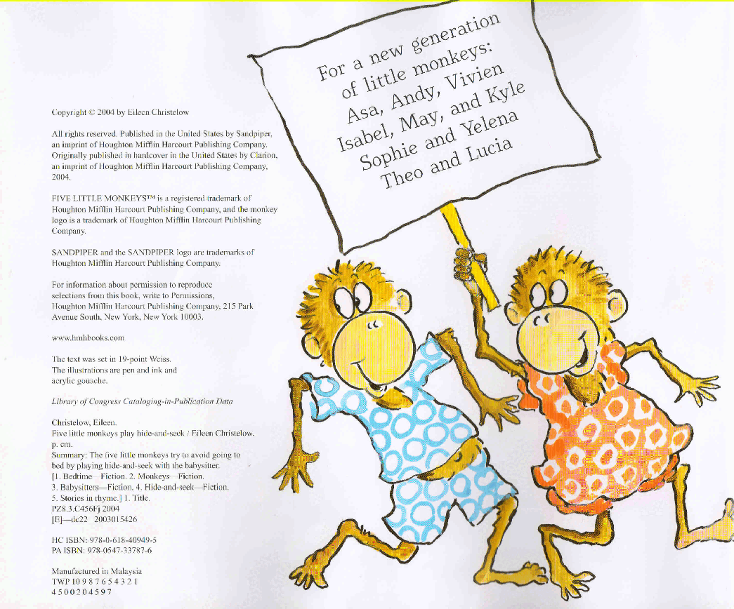 英语绘本five_little_monkeys_play_hide-and-seek.pdf,第4页预览