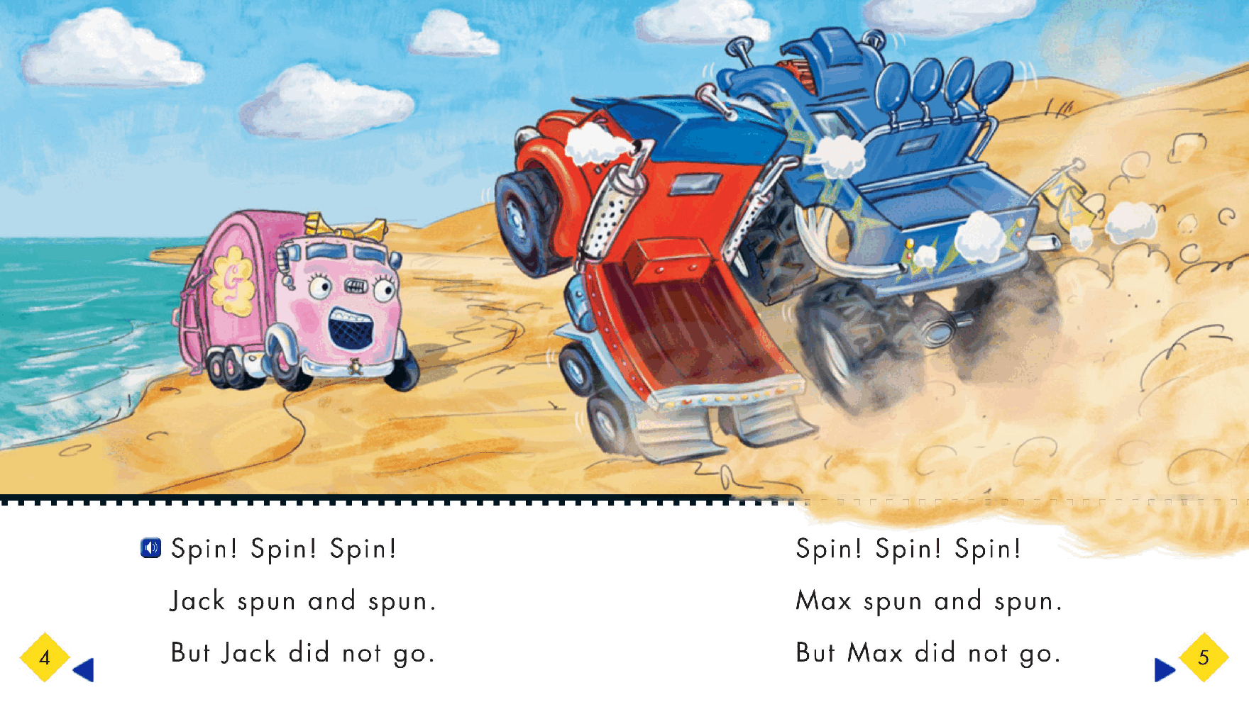 汽车镇的故事英语启蒙绘本35_Spin!.pdf,第4页预览