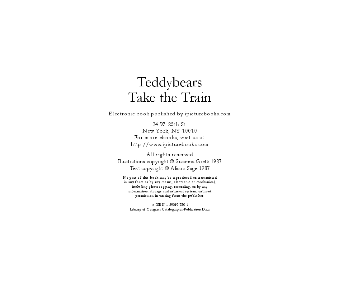 高清彩绘英文原版绘本Teddybears Take  the Train.pdf，第2页预览