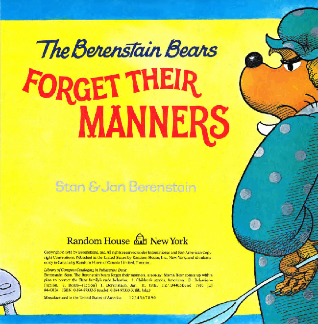 72本贝贝熊早教英文绘本之Berenstain_Bears_Forget_Their_Manners.pdf,第4页预览