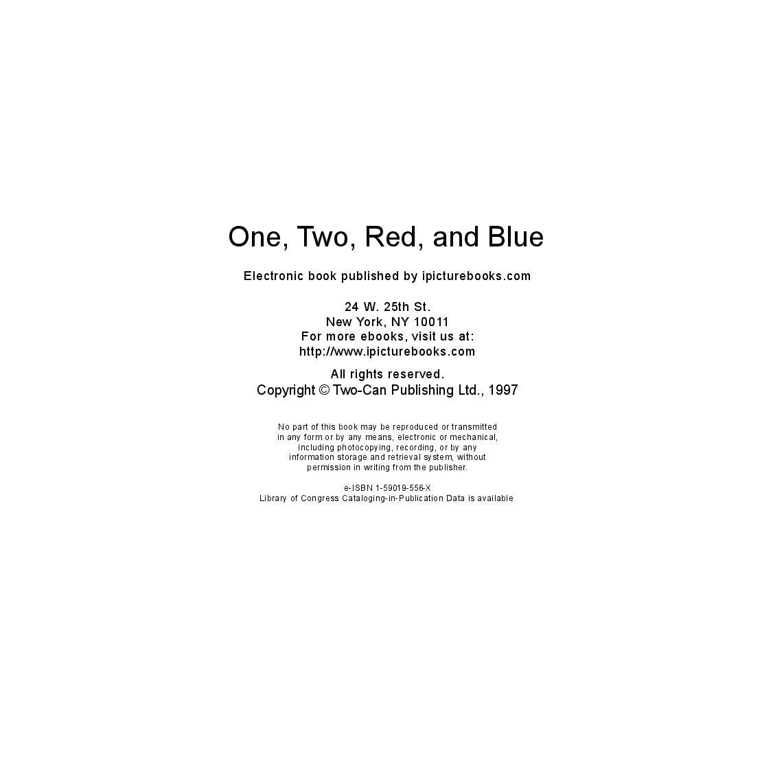 高清彩绘英文原版绘本One, Two, Red and BLue.pdf,第2页预览