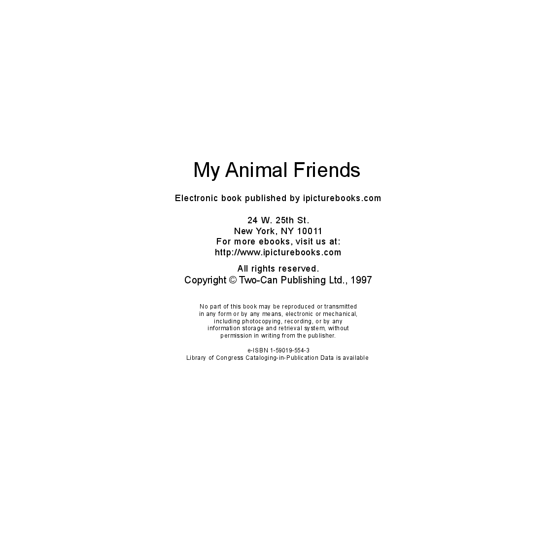 高清彩绘英文原版绘本My Animal Friends.pdf，第2页预览