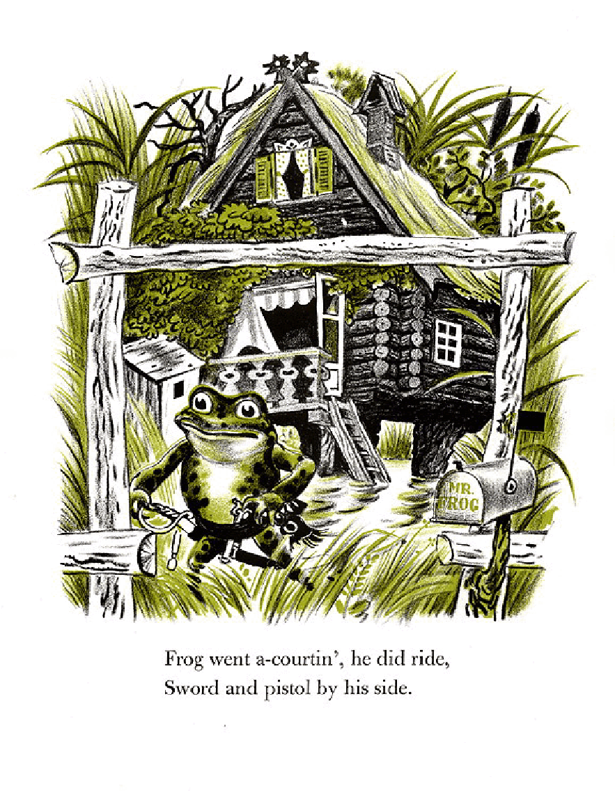 高清彩绘英文原版绘本Frog went a-Courtin.pdf,第3页预览