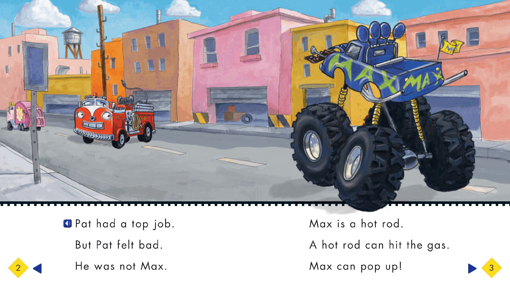 汽车镇的故事英语启蒙绘本32_Max_the_Hot_Rod.pdf,第3页预览