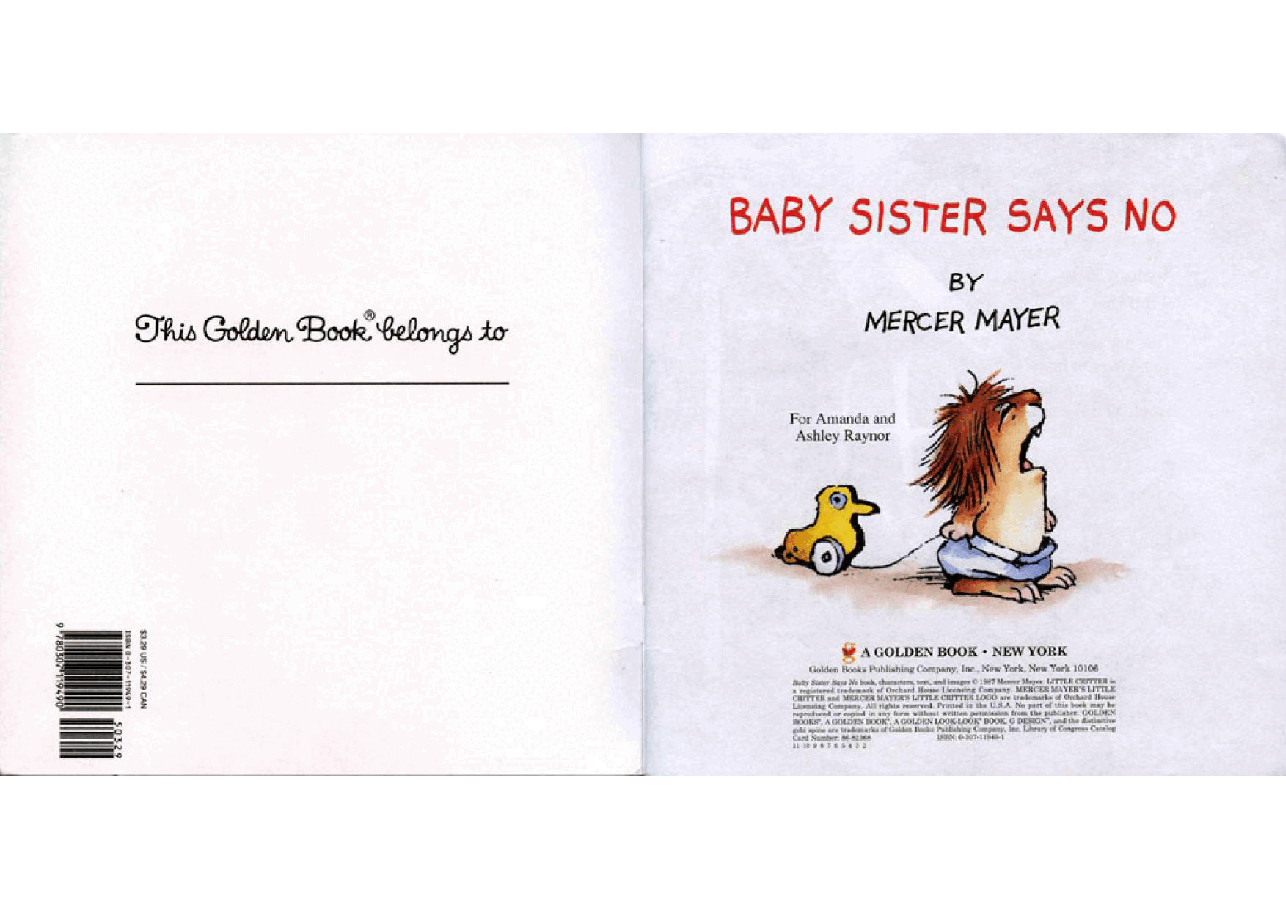 英语绘本小毛人Baby Sister Says No.pdf，第2页预览