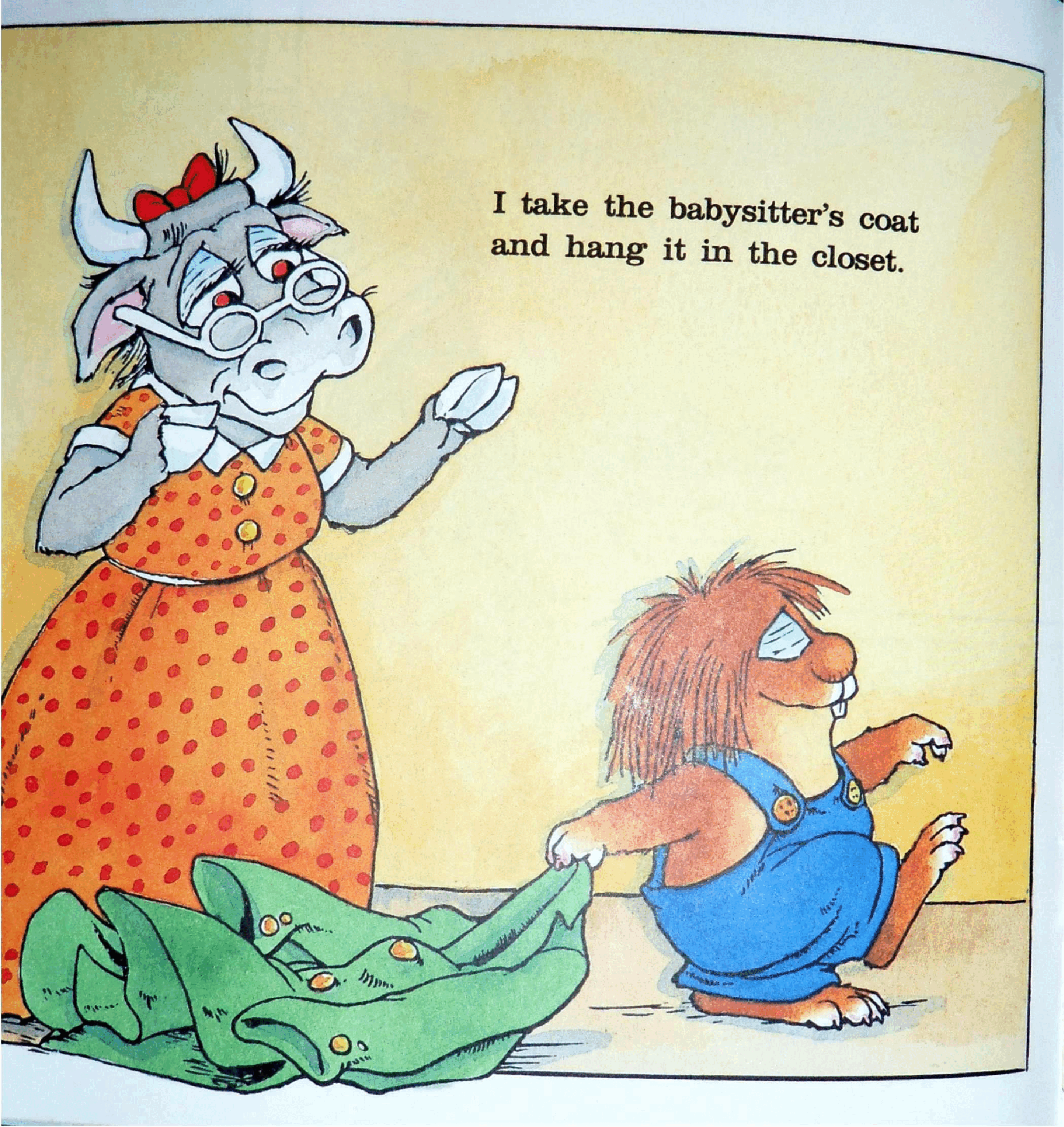 英语绘本小毛人Just Me and My Babysitter.pdf，第4页预览