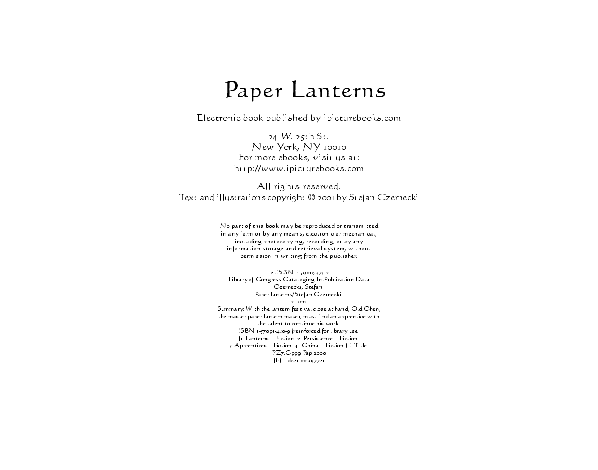高清彩绘英文原版绘本Paper Laterns.pdf,第2页预览