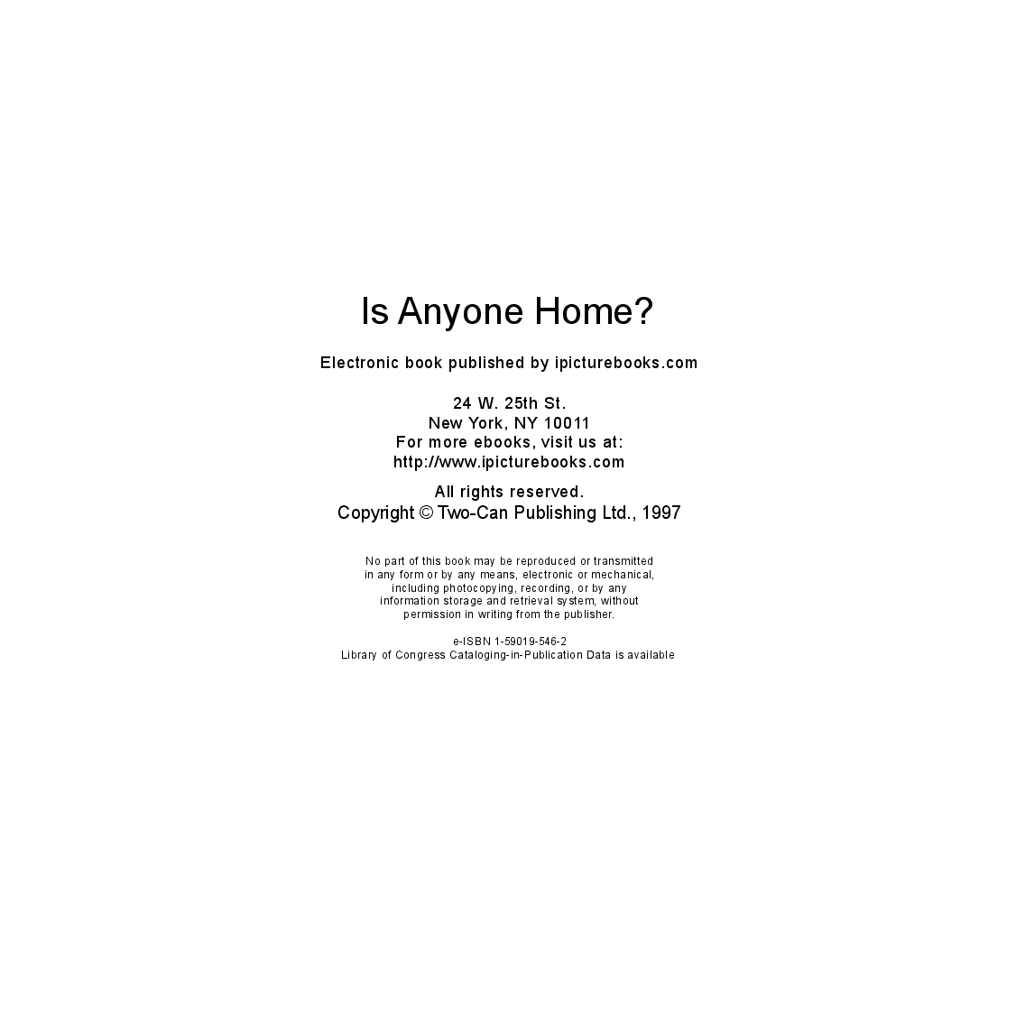 高清彩绘英文原版绘本Is Anyone Home.pdf,第2页预览
