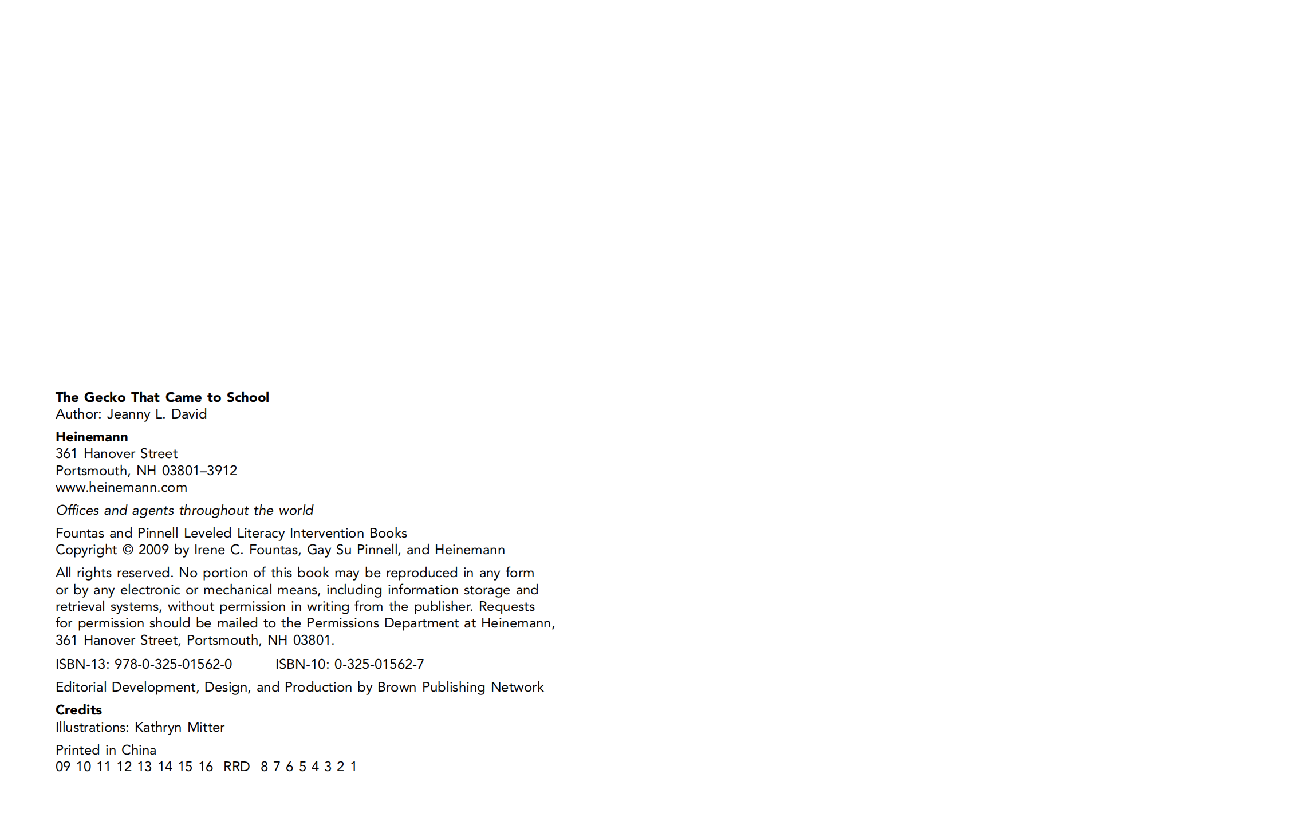 英国海尼曼G1级英语启蒙绘本89 The Gecko That Came To School.pdf,第2页预览