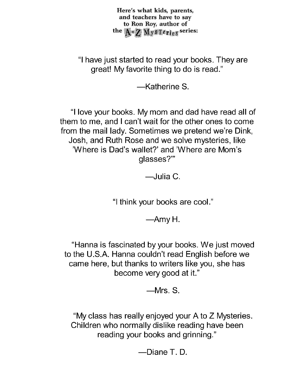 英语启蒙绘本A to Z Mysteries_ The Missing Mummy.pdf,第4页预览