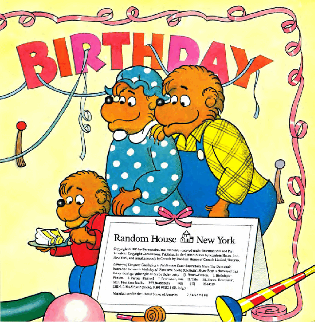 72本贝贝熊早教英文绘本之Berenstain_Bears_and_Too_Much_Birthday.pdf,第4页预览