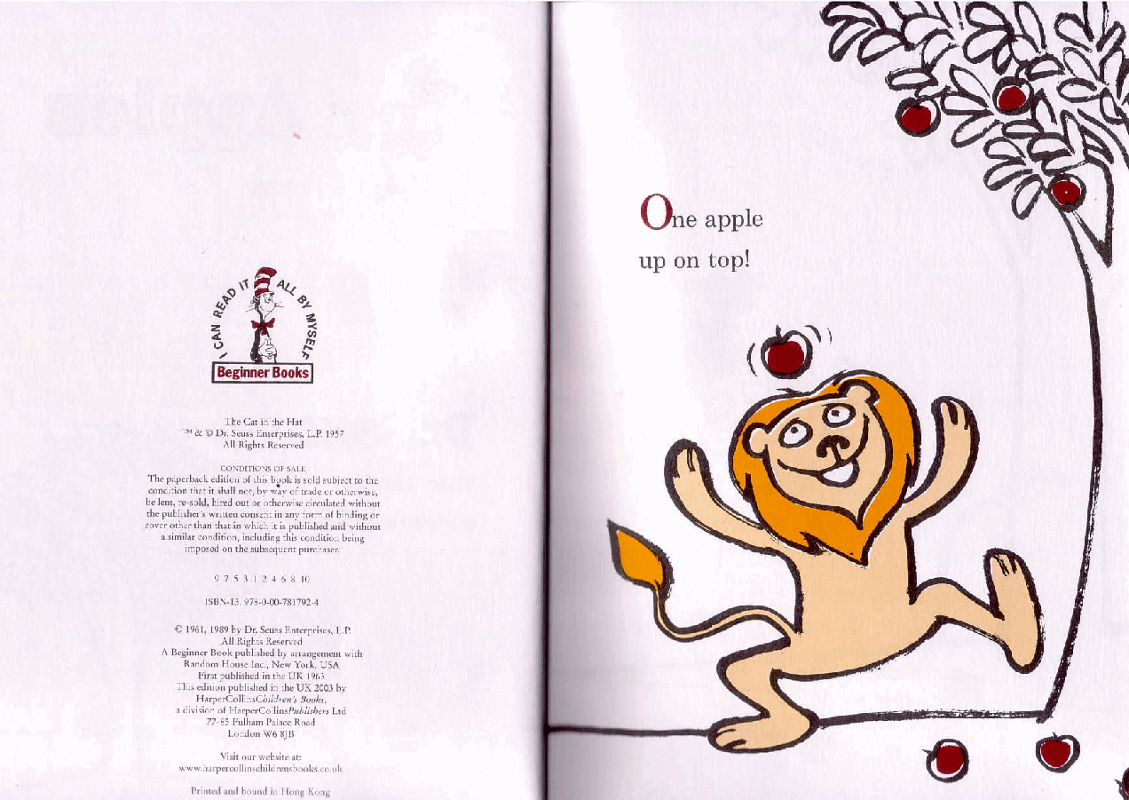 高清彩绘英文原版绘本Ten Apples Up On Top.pdf,第2页预览