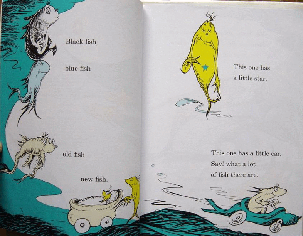 高清彩绘英文原版绘本One Fish Two Fish Red Fish Blue Fish.pdf,第3页预览