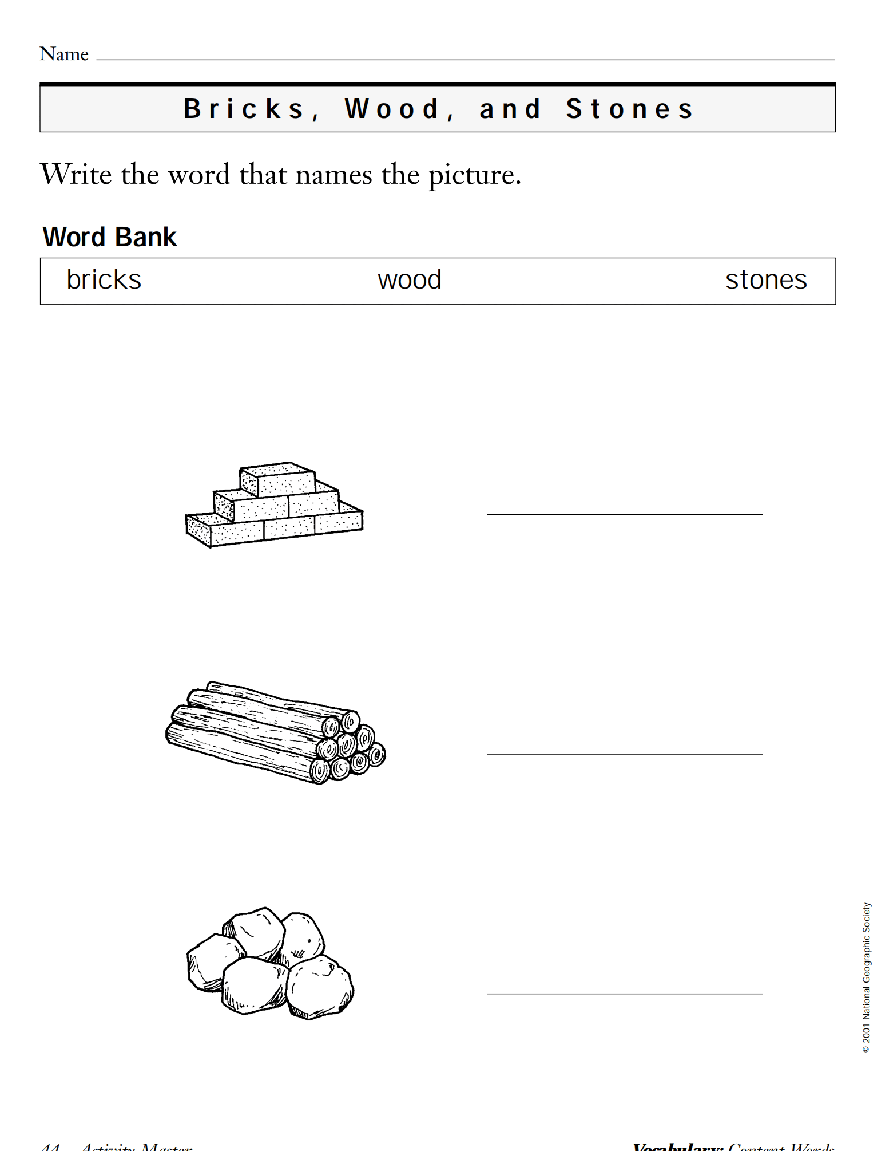 国家地理少儿百科入门级Emergent19 bricks,woods,and stones 教学指导.pdf,第3页预览
