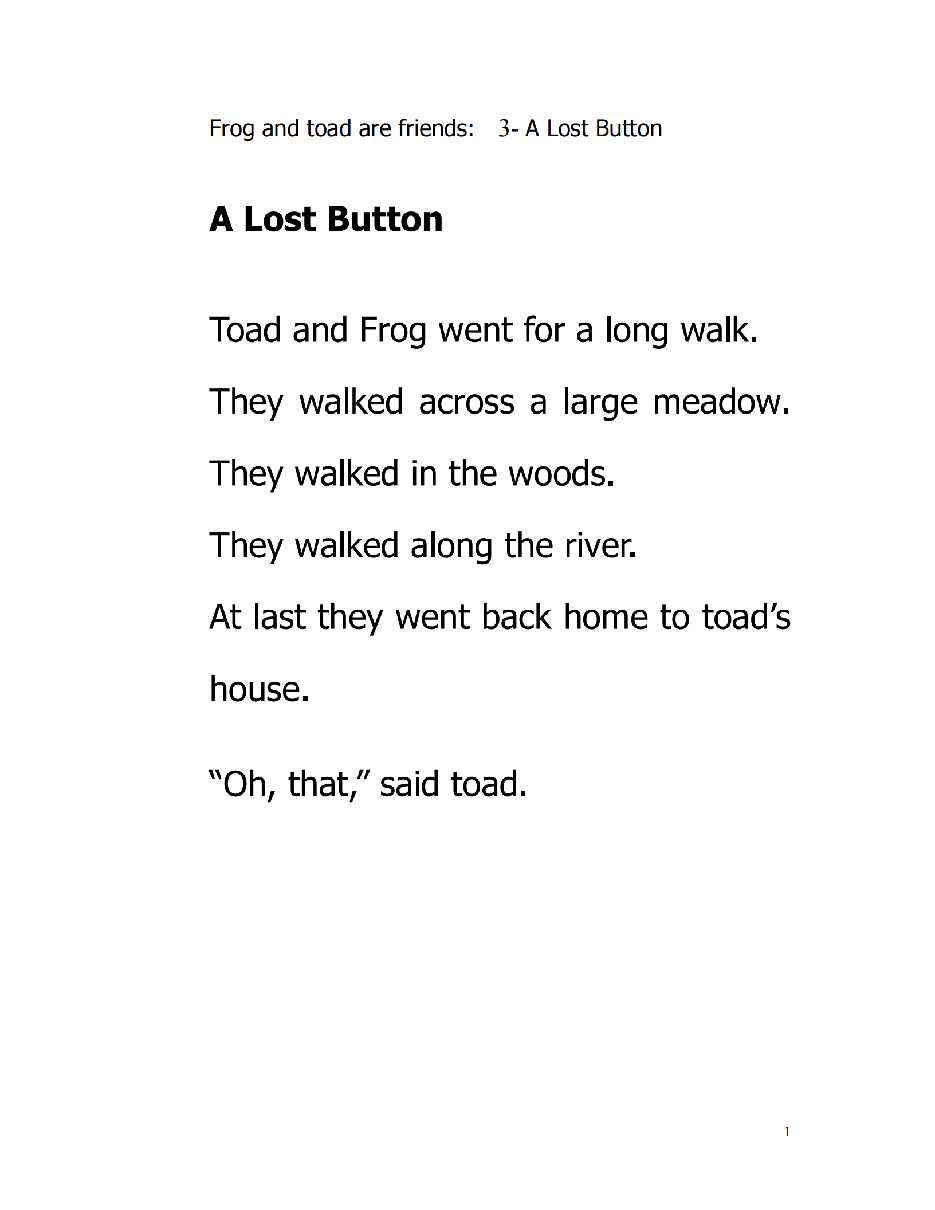 20本青蛙和蟾蜍英文绘本03 A Lost Button.pdf,第1页预览