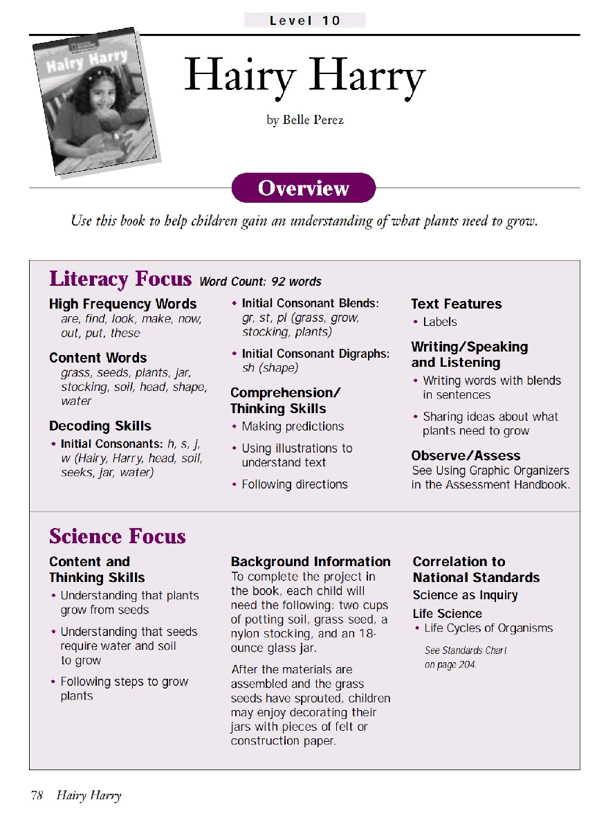 国家地理少儿百科提高级Early12 Hairy Harry 教学指导.pdf,第1页预览