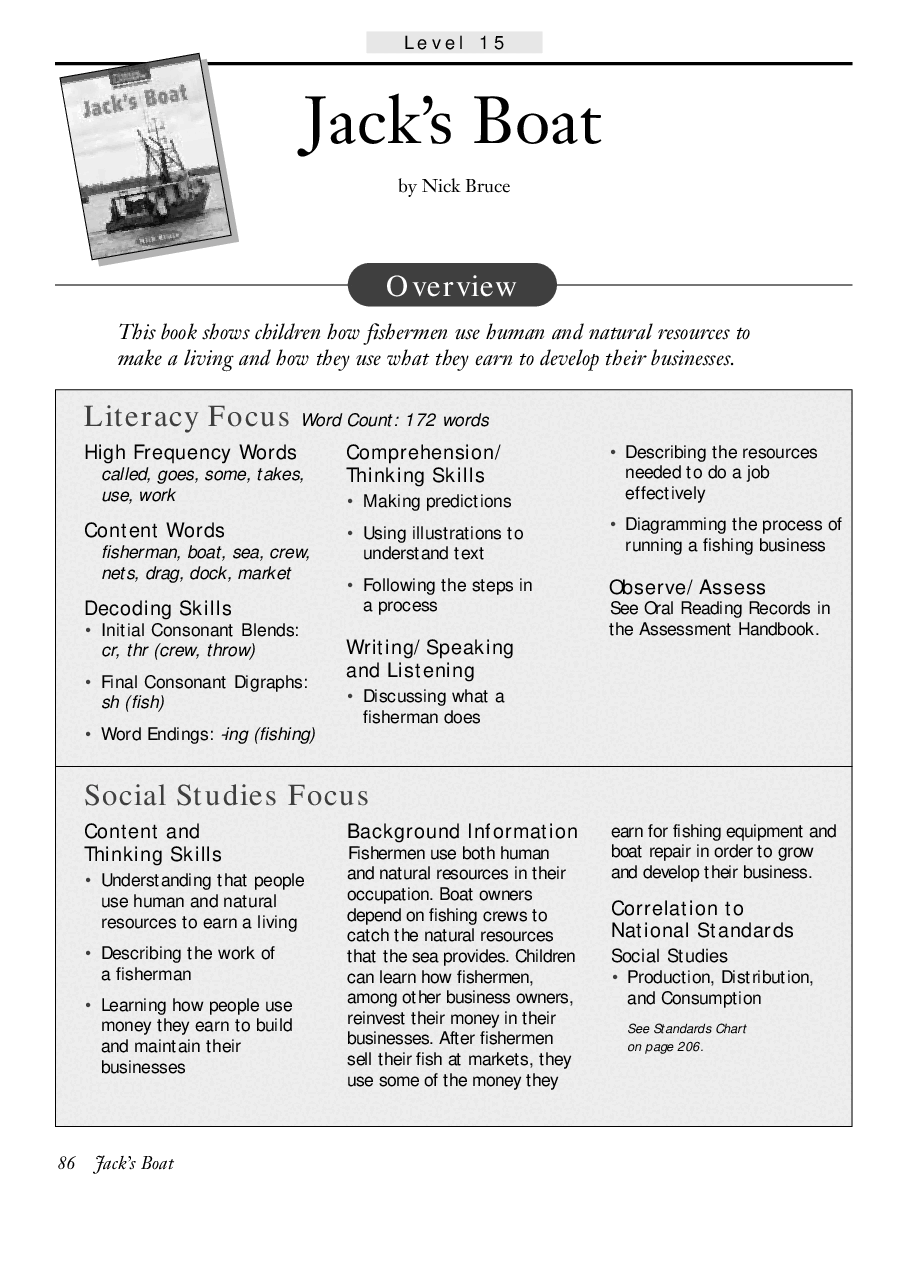 国家地理百科流利级英文绘本Fluent11 jack's boat 教学指导.pdf,第1页预览
