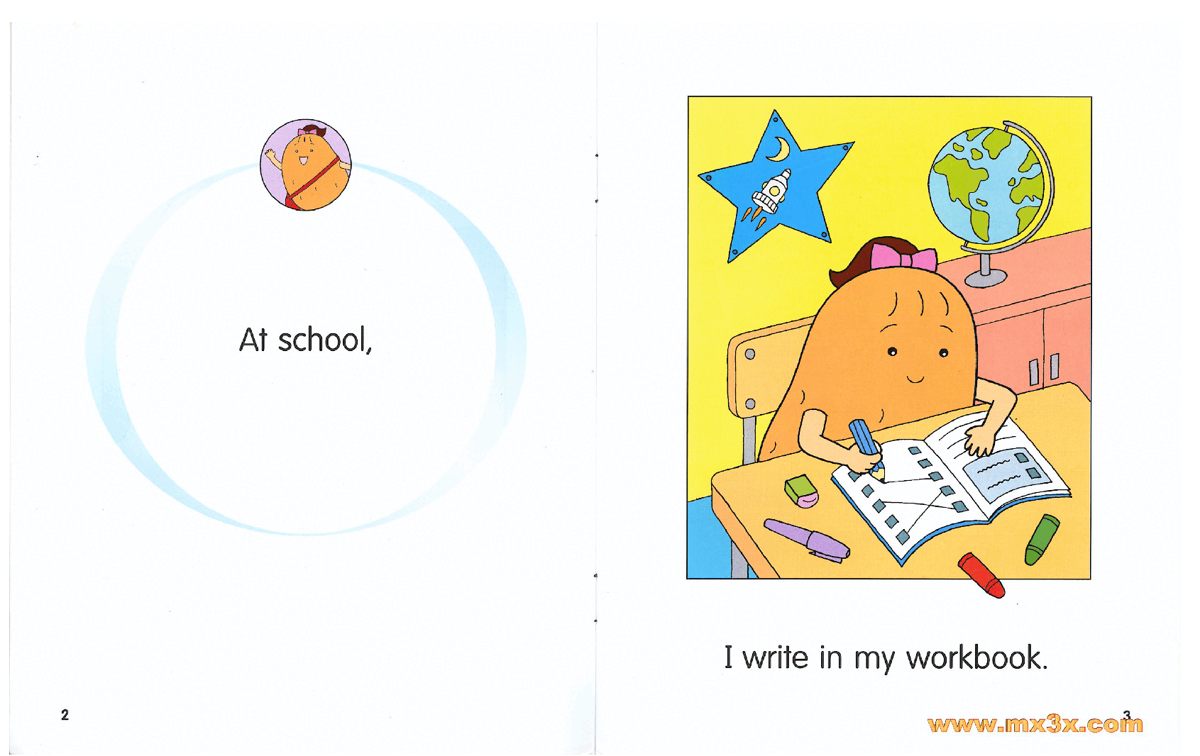 牛津马铃薯小子英文绘本Potato Pals 1B-at school.pdf，第3页预览