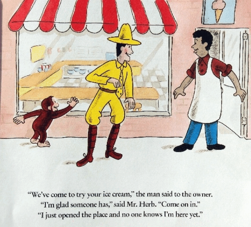 好奇的乔治英文绘本系列Curious George Goes to an Ice Cream Shop.pdf，第4页预览
