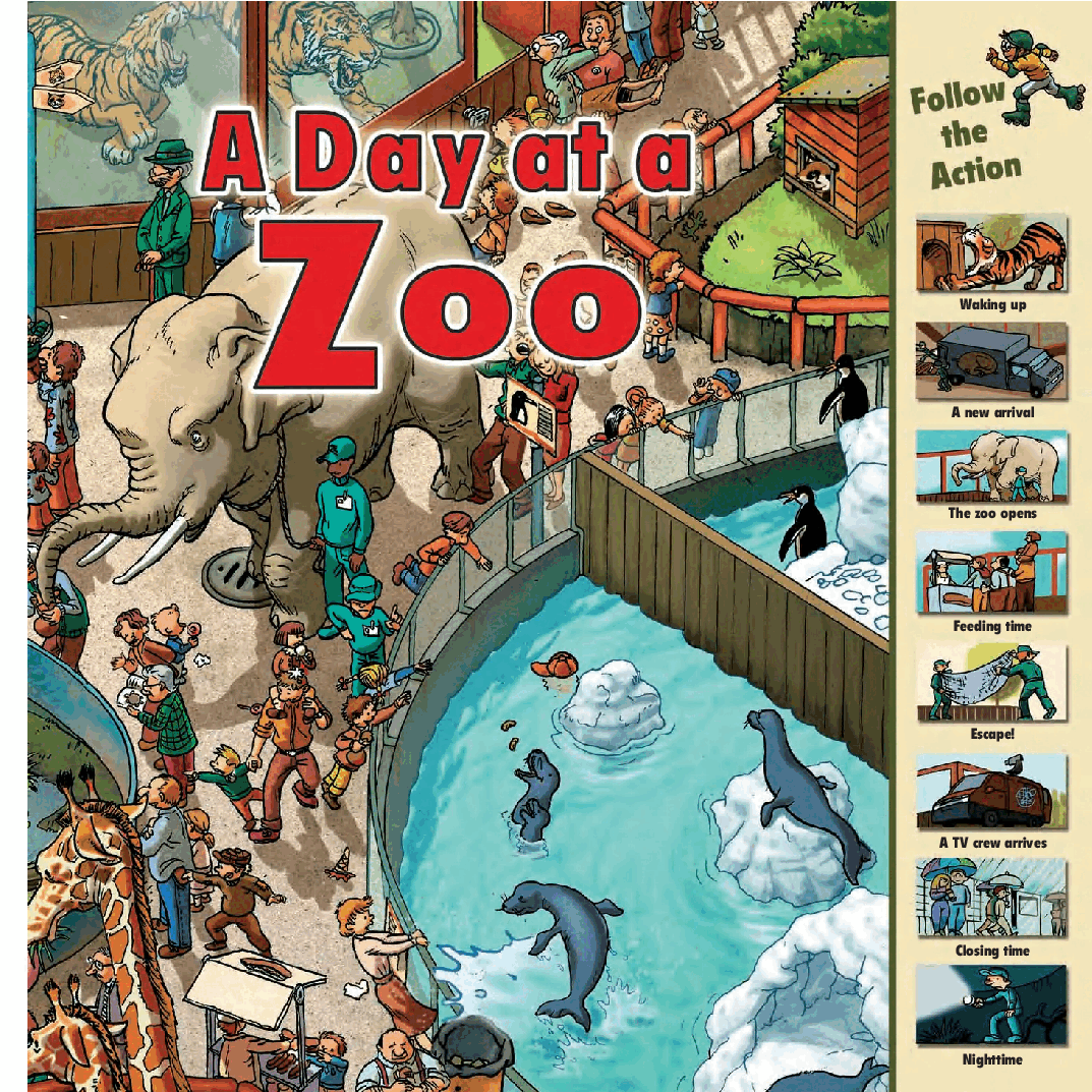 时间的流转英语绘本A Day at a Zoo.pdf，第1页预览