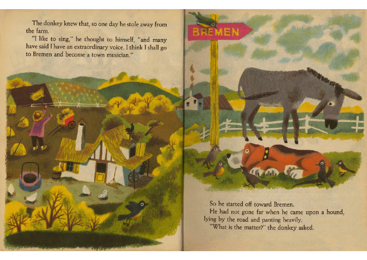 名家精选英语绘本Little Golden Book 0189 - The Musicians of Bremen (1954) (goldengems).pdf,第4页预览