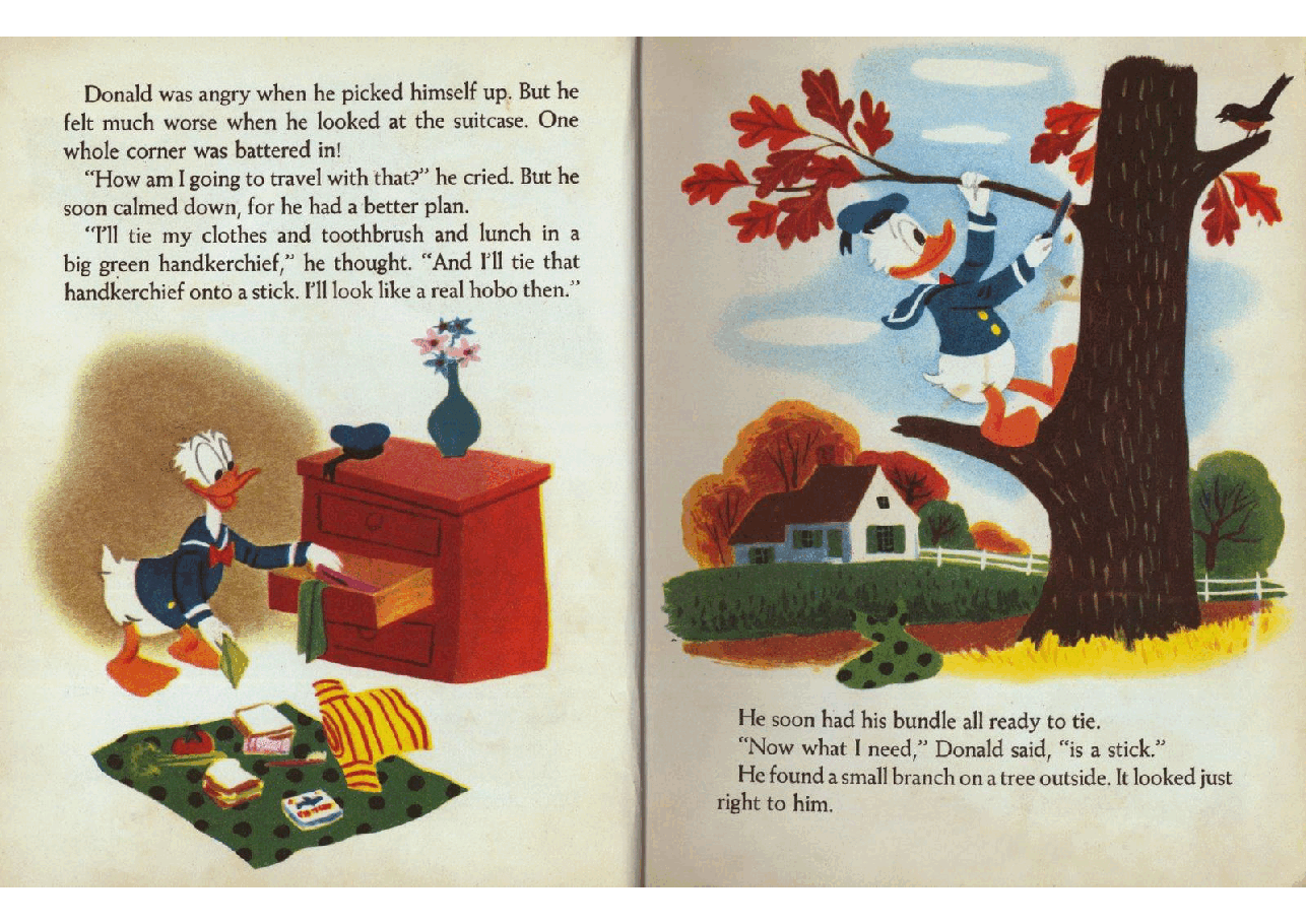 名家精选英语绘本A Little Golden Book D014 - Walt Disney's Donald Duck's Adventure (1950) (Freckled Derelict).pdf,第4页预览