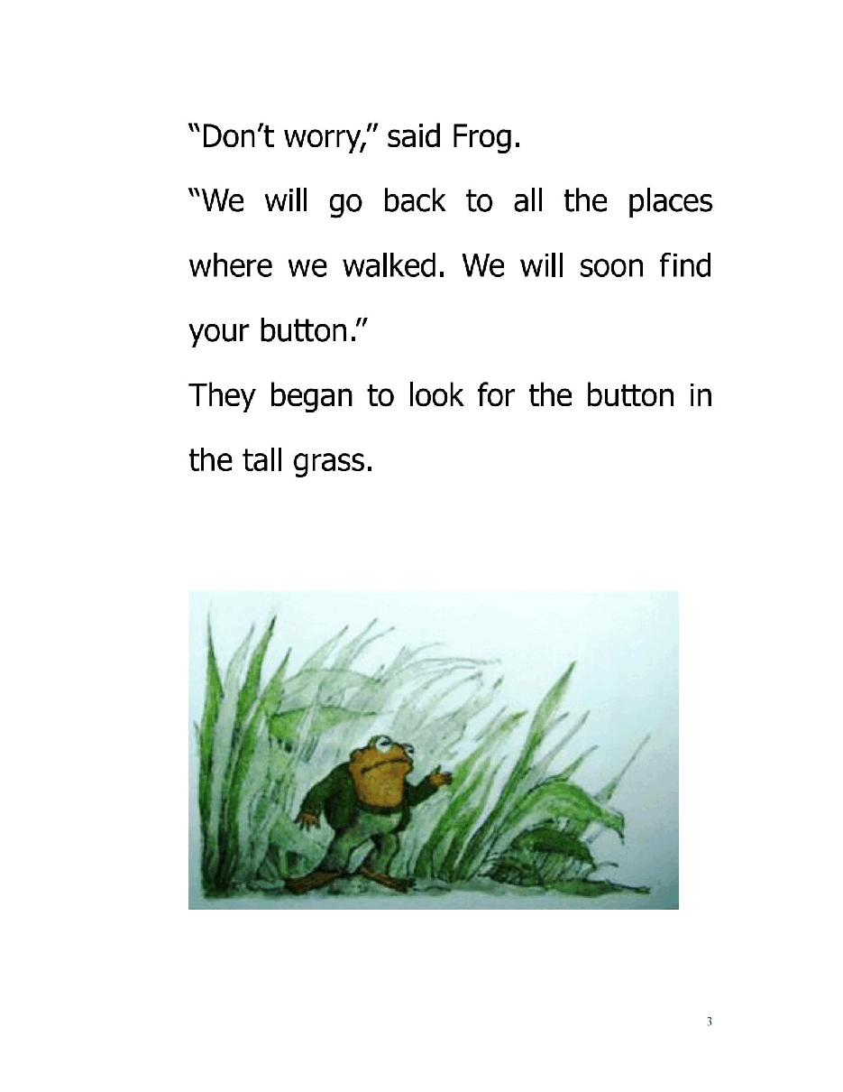 20本青蛙和蟾蜍英文绘本03 A Lost Button.pdf,第3页预览