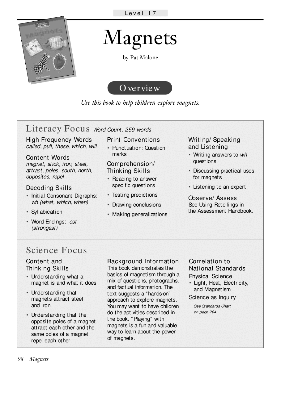 国家地理百科流利级英文绘本Fluent18 magnets 教学指导.pdf,第1页预览
