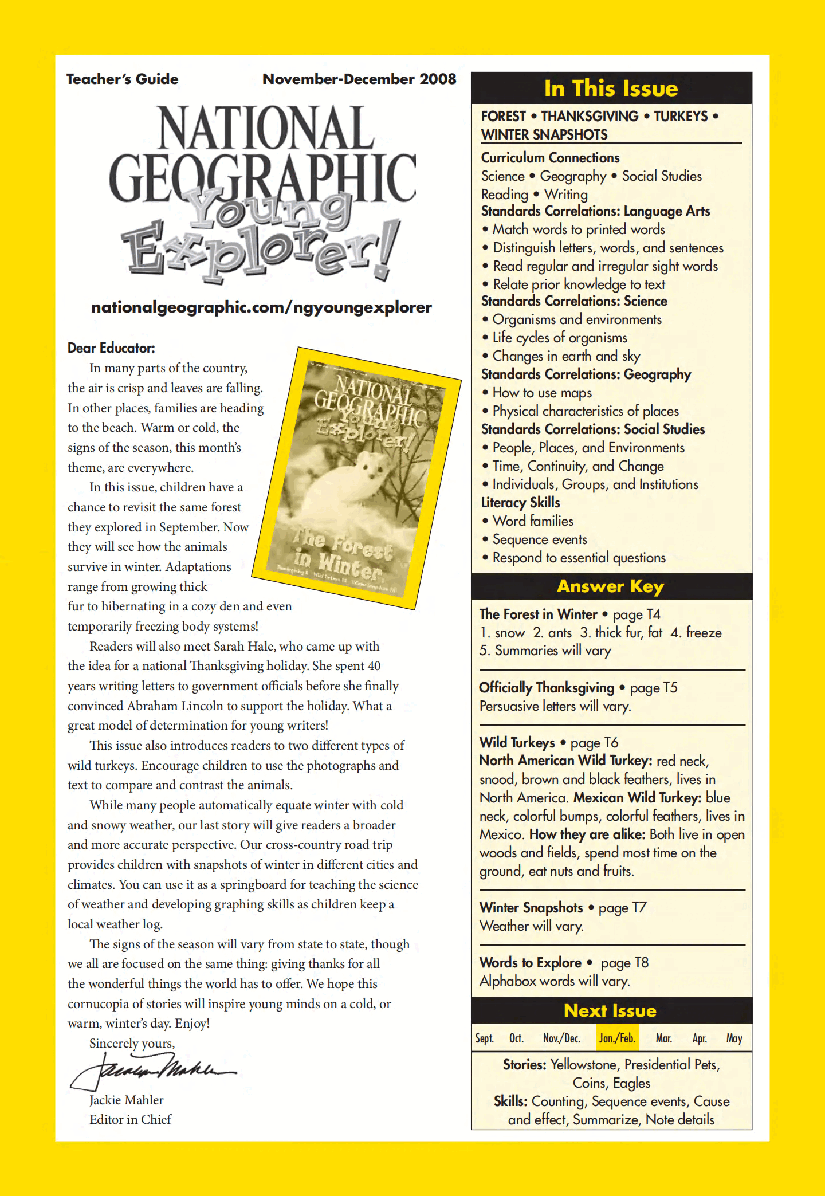 美国国家地理幼儿版november-young-explorer-teacher-guide.pdf,第1页预览
