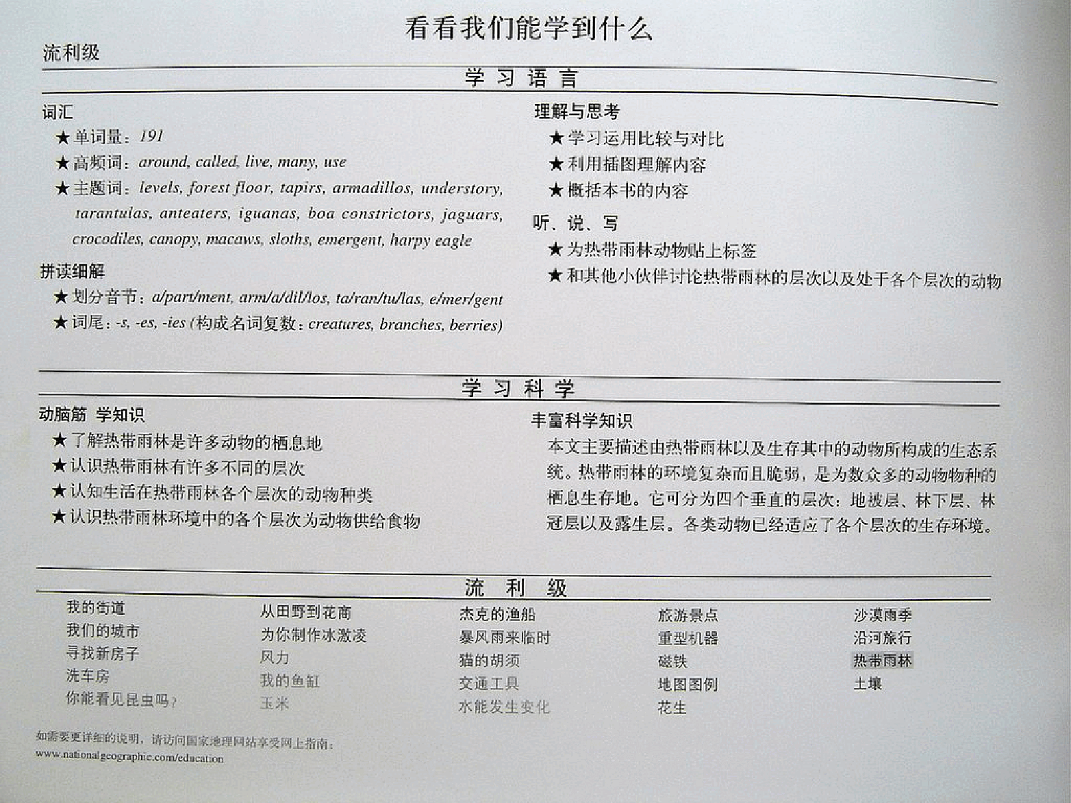 国家地理百科流利级英文绘本Fluent23 the rain forest 课文.pdf,第2页预览