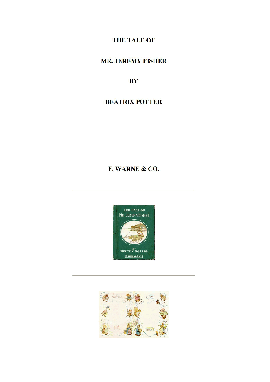 彼得兔系列英语绘本The Tale of Mr. Jeremy Fisher.pdf,第1页预览
