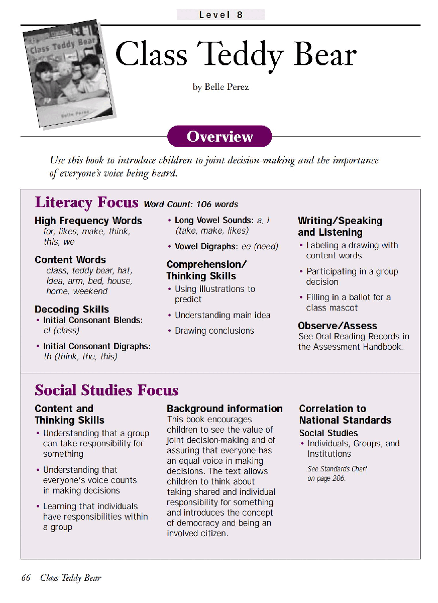 国家地理少儿百科提高级Early06 Class Teddy Bear 教学指导.pdf,第1页预览