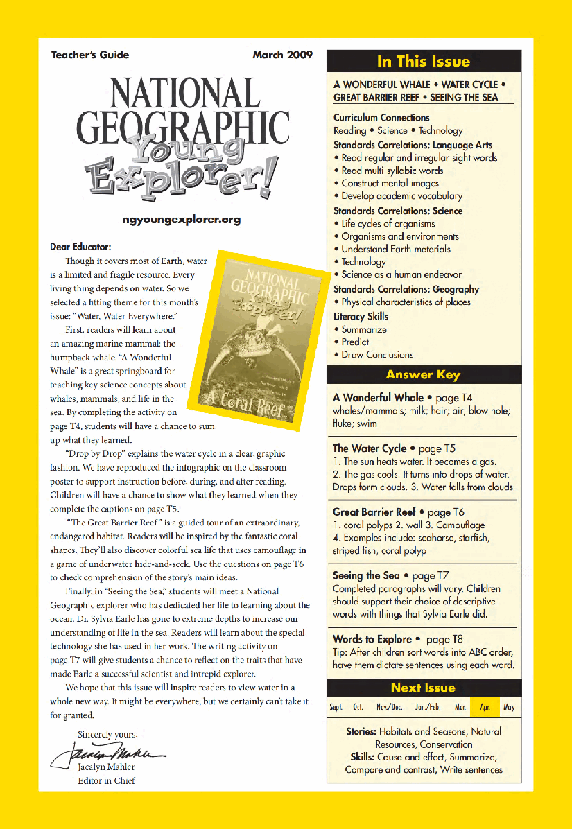 美国国家地理幼儿版march-young-explorer-teacher-guide.pdf,第1页预览