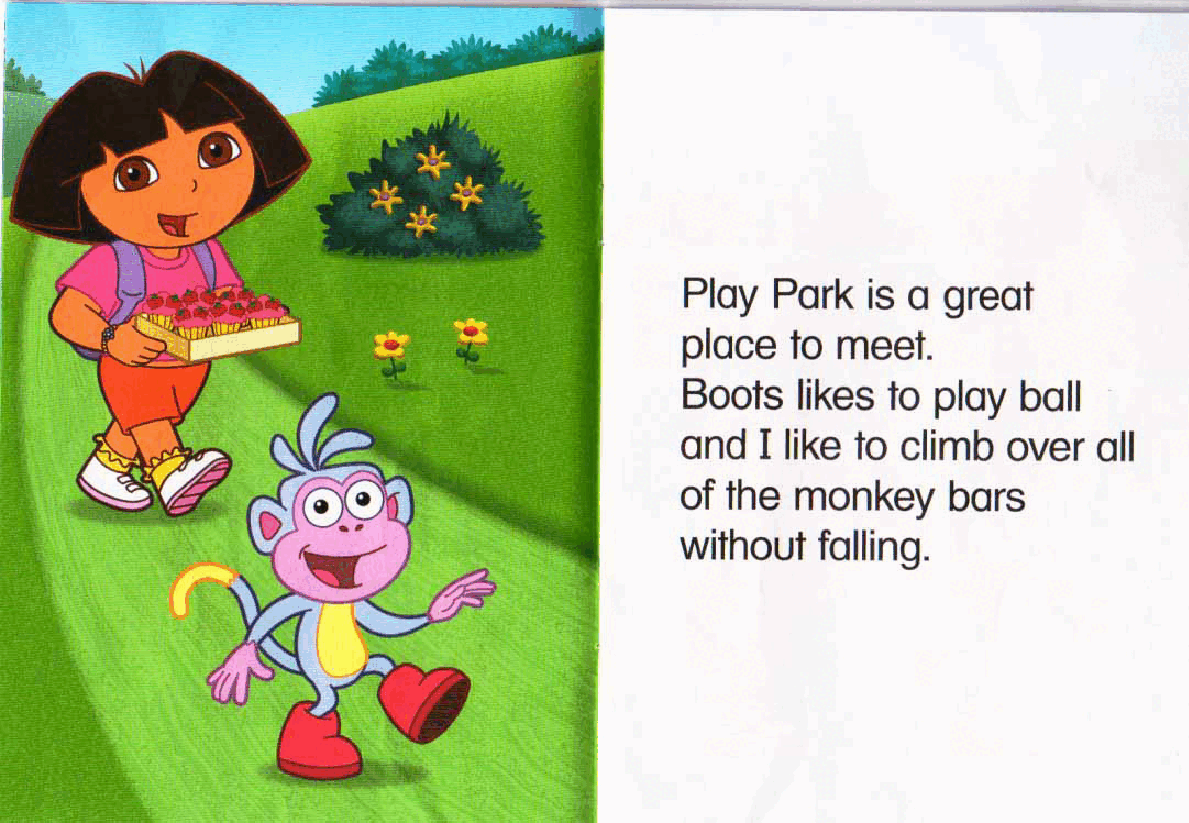 36本爱探险的朵拉英文绘本a walk to play park.pdf,第4页预览