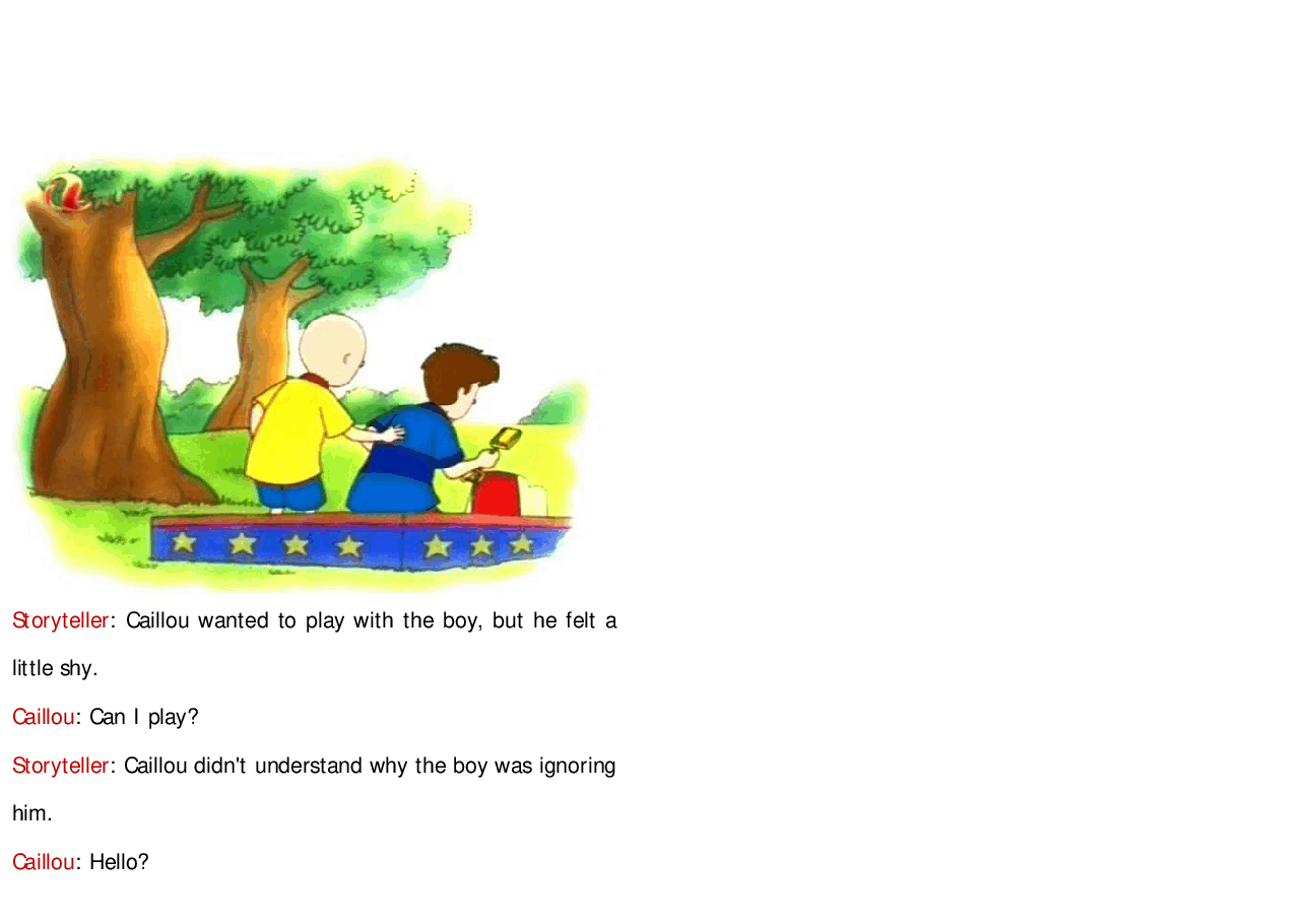卡由英文绘本Caillou meets Robbie.pdf，第4页预览