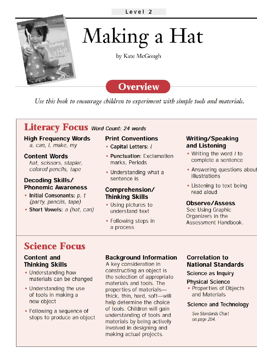 国家地理少儿百科入门级Emergent04 making a hat 教学指导.pdf，第1页预览