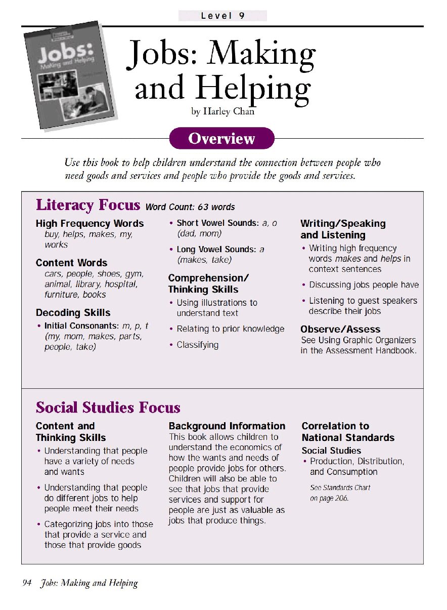 国家地理少儿百科提高级Early07 Jobs Making and Helping 教学指导.pdf,第1页预览