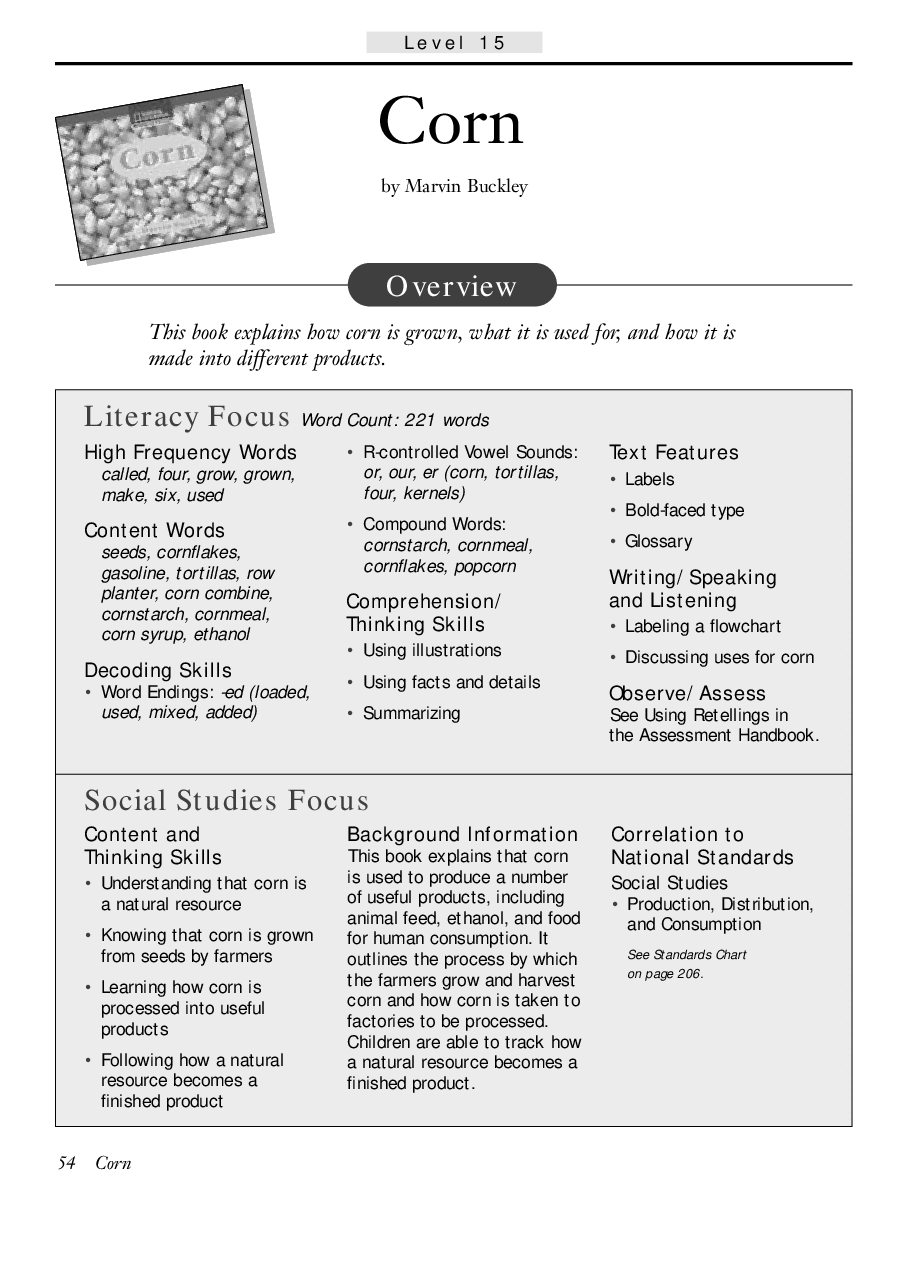国家地理百科流利级英文绘本Fluent10 corn 教学指导.pdf,第1页预览