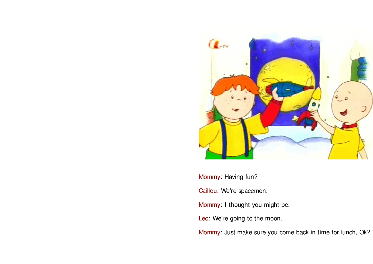 卡由英文绘本Caillou in space.pdf,第3页预览