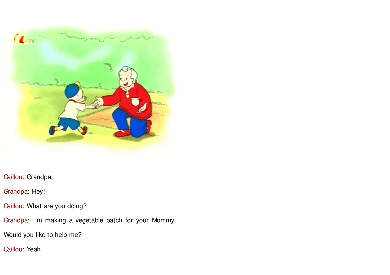 卡由英文绘本Caillou grows carrots.pdf,第4页预览
