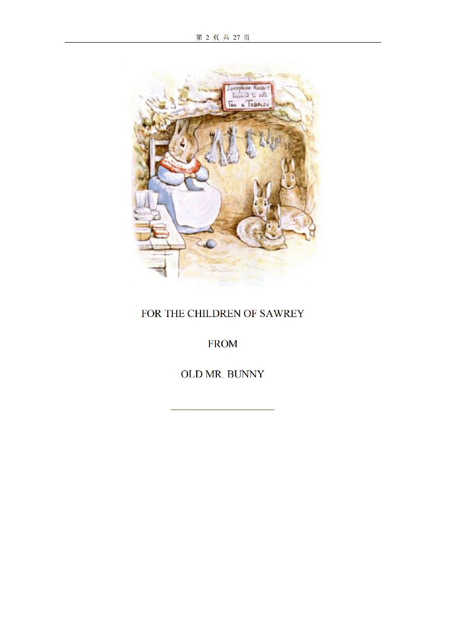 彼得兔系列英语绘本The Tale Of Benjamin Bunny.pdf,第2页预览