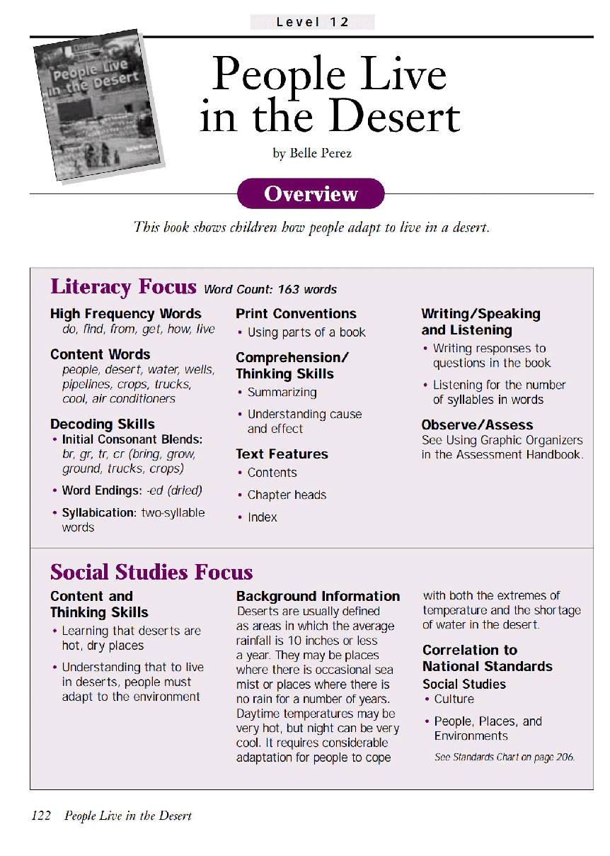 国家地理少儿百科提高级Early24 People Live in the Desert 教学指导.pdf,第1页预览