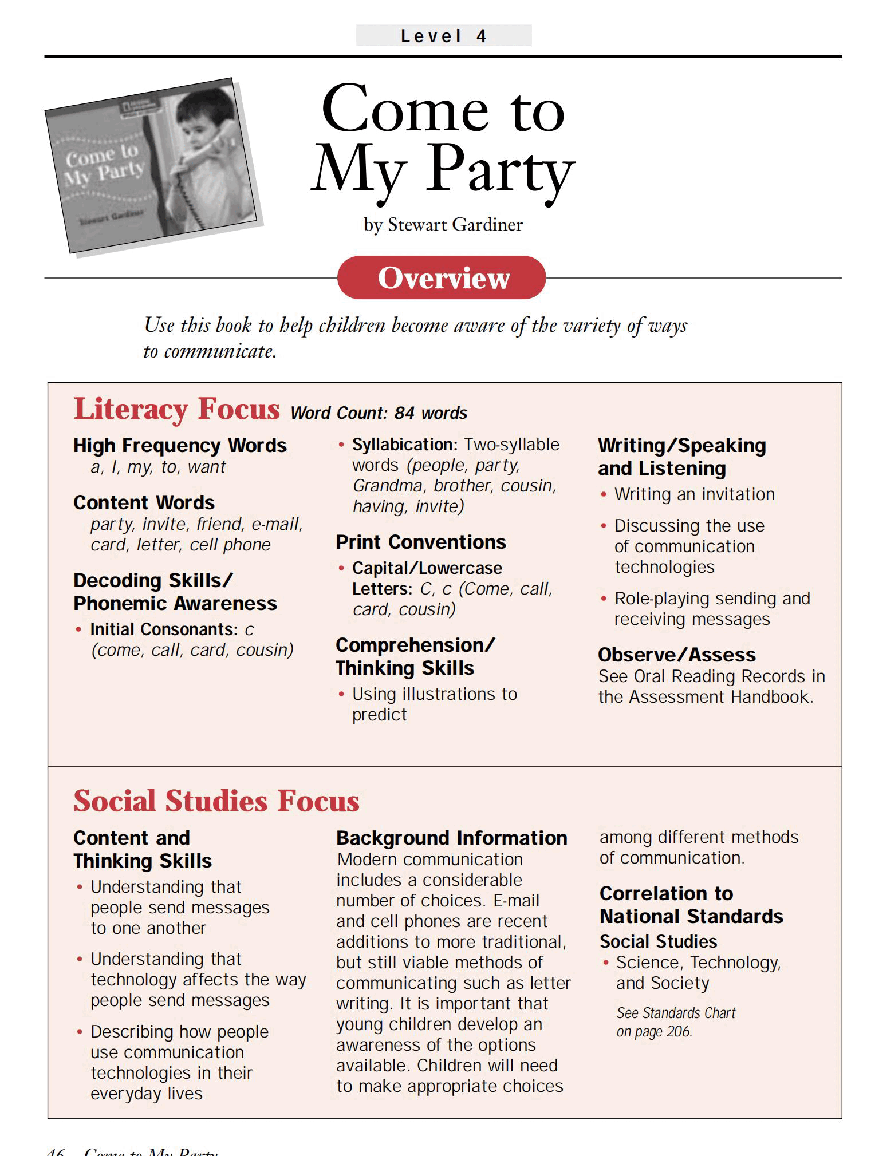 国家地理少儿百科入门级Emergent20 come to my party 教学指导.pdf,第1页预览