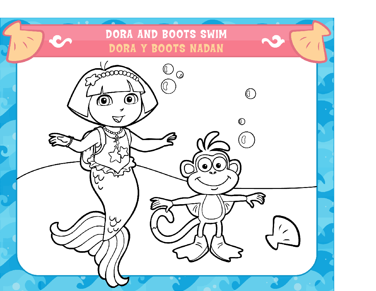 36本爱探险的朵拉英文绘本Dora's Mermaid Kingdom Coloring Pack.pdf,第4页预览